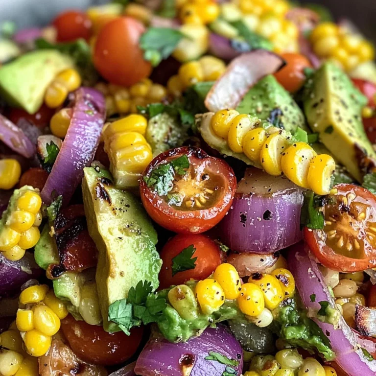 Charred Corn Avocado Salad with Roasted Red Onions