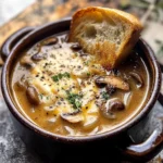 Creamy French Onion and Mushroom Soup.