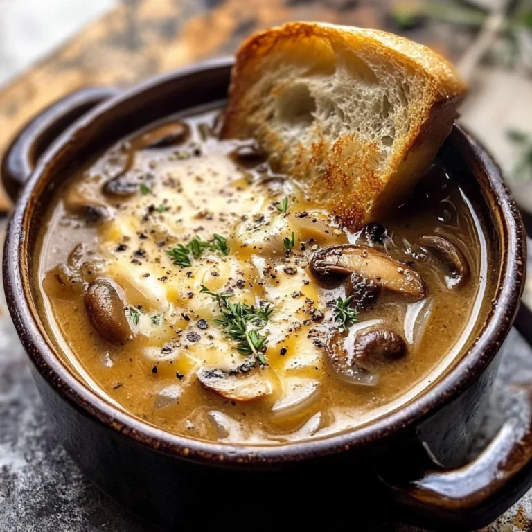 Creamy French Onion and Mushroom Soup.