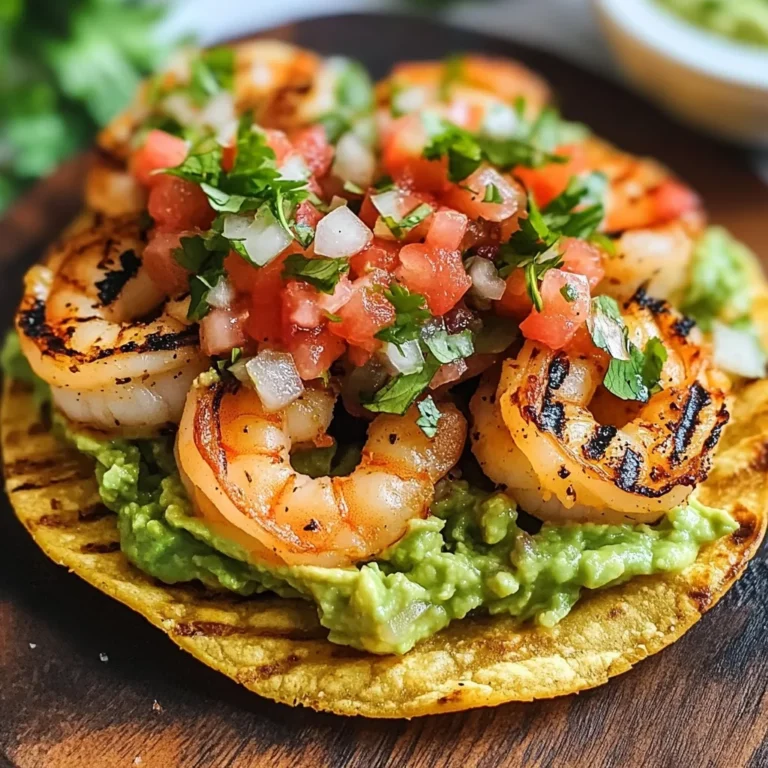 Grilled Shrimp Tostadas with Guacamole & Pico de Gallo