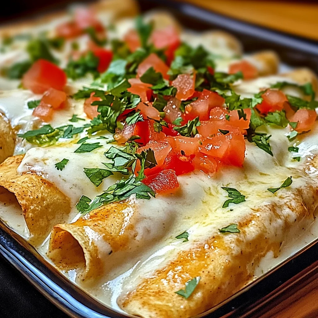 Chicken Enchiladas with Sour Cream White Sauce