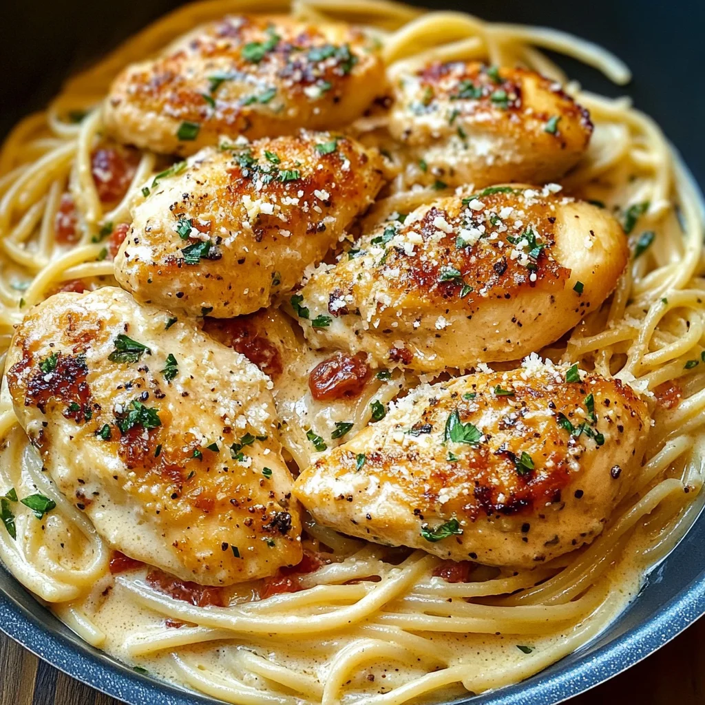 Creamy White Wine Parmesan Chicken Pasta