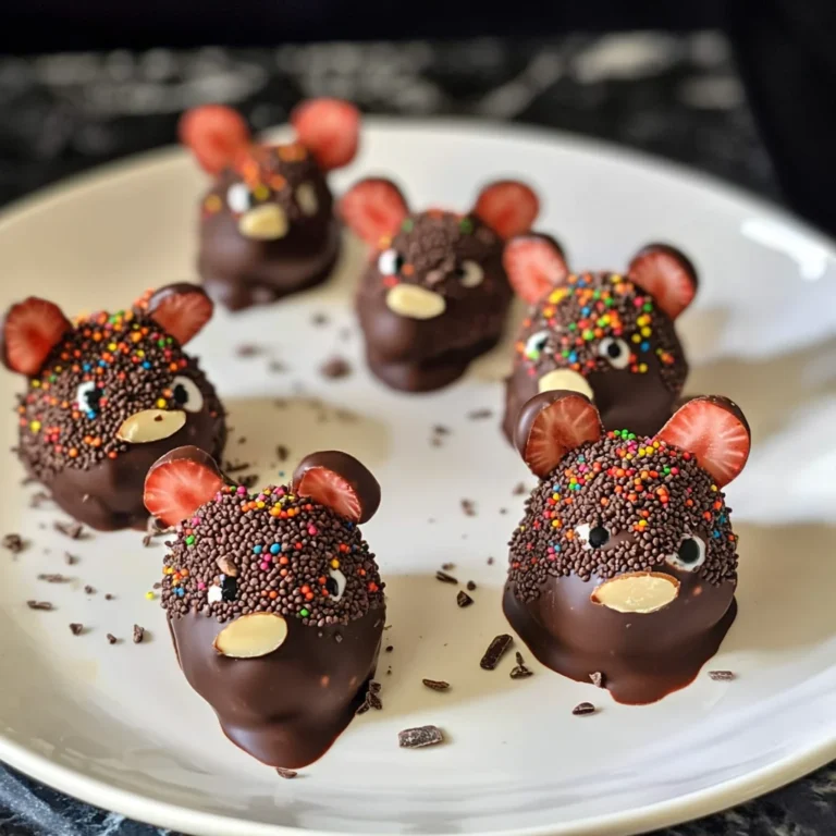 Halloween Dessert - Strawberry and Chocolate fudge mice