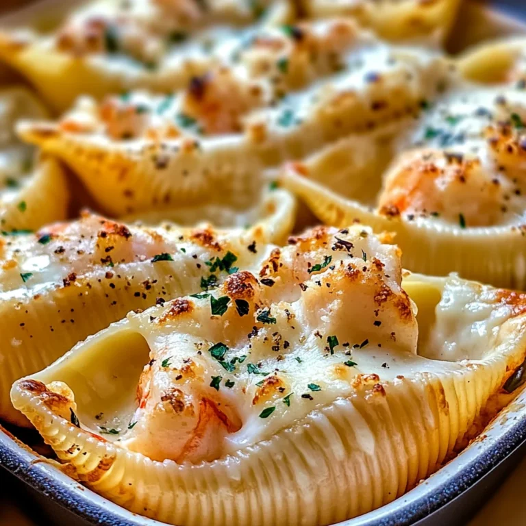 Seafood Stuffed Jumbo Shells with Creamy Cheese Sauce