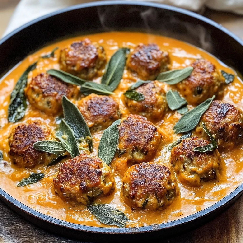 Turkey Meatballs in Pumpkin Sage Sauce