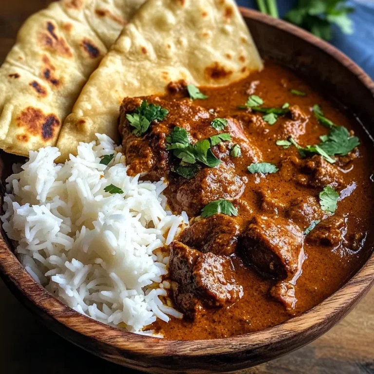 Beef Coconut Curry with Fragrant Rice and Warm Naan