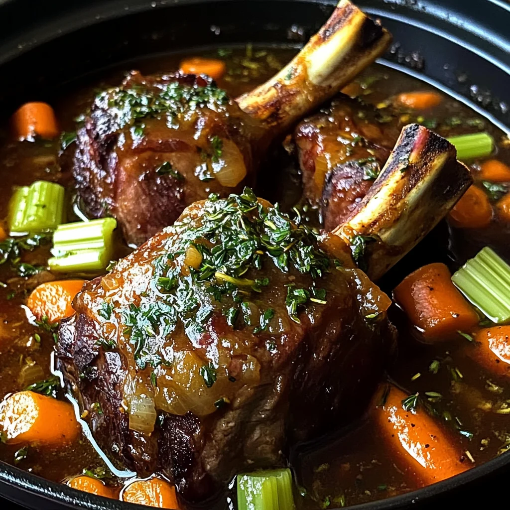 Braised Lamb Shanks with Aromatic Herb Gravy and Root Vegetables