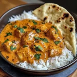 Butter Chicken with Coriander, Rice, and Naan