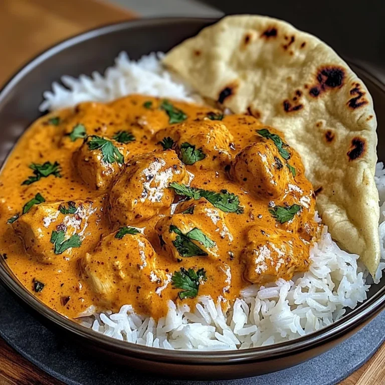 Butter Chicken with Coriander, Rice, and Naan