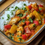 Chicken Curry with Bell Peppers & Fluffy Rice