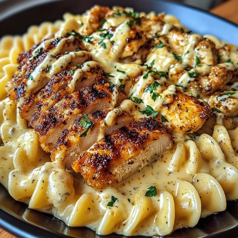 Creamy Alfredo Chicken Rotini with Cajun Butter Drizzle