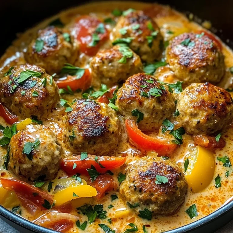 Creamy Bell Pepper Chicken Meatballs