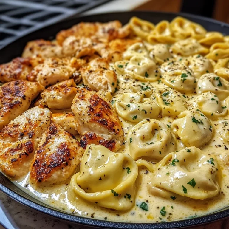 Creamy Chicken Tortellini with Mozzarella Garlic Sauce