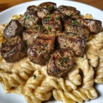 Creamy Garlic Butter Steak Bites with Spicy Cajun Alfredo Twisted Pasta