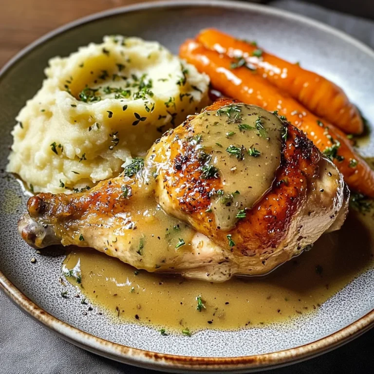 Creamy Herb Roasted Chicken with Mashed Potatoes and Honey-Glazed Carrots