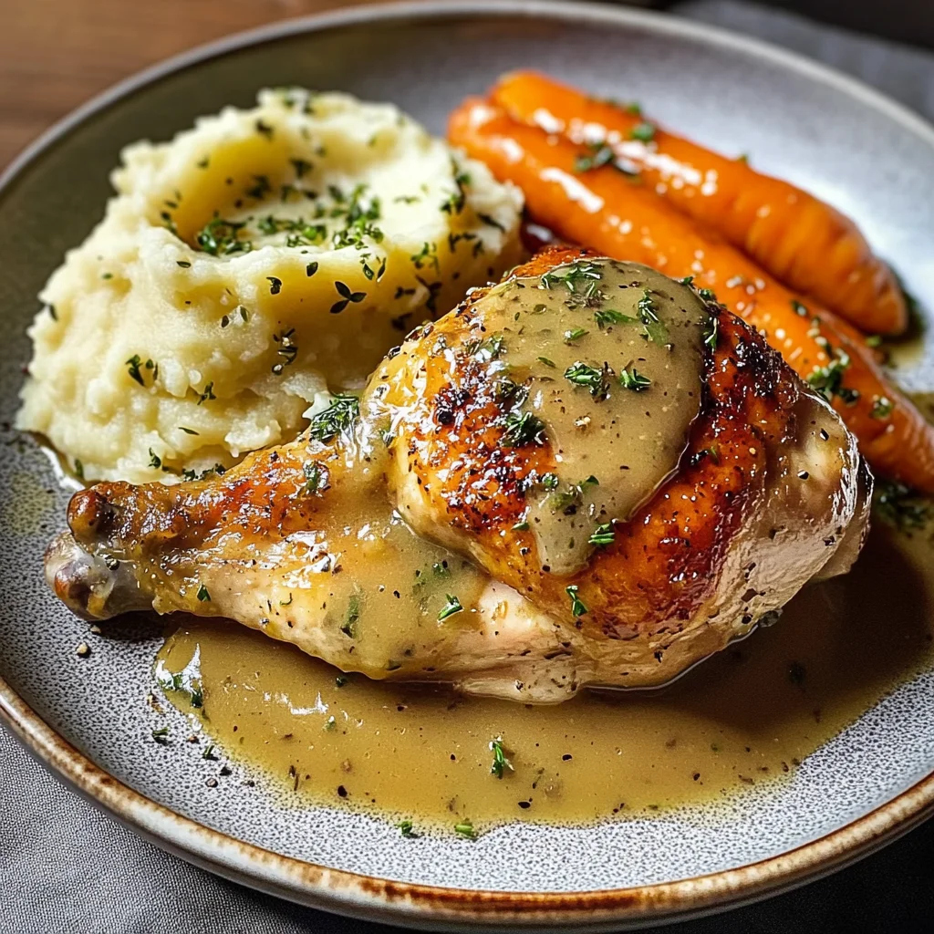 Creamy Herb Roasted Chicken with Mashed Potatoes and Honey-Glazed Carrots