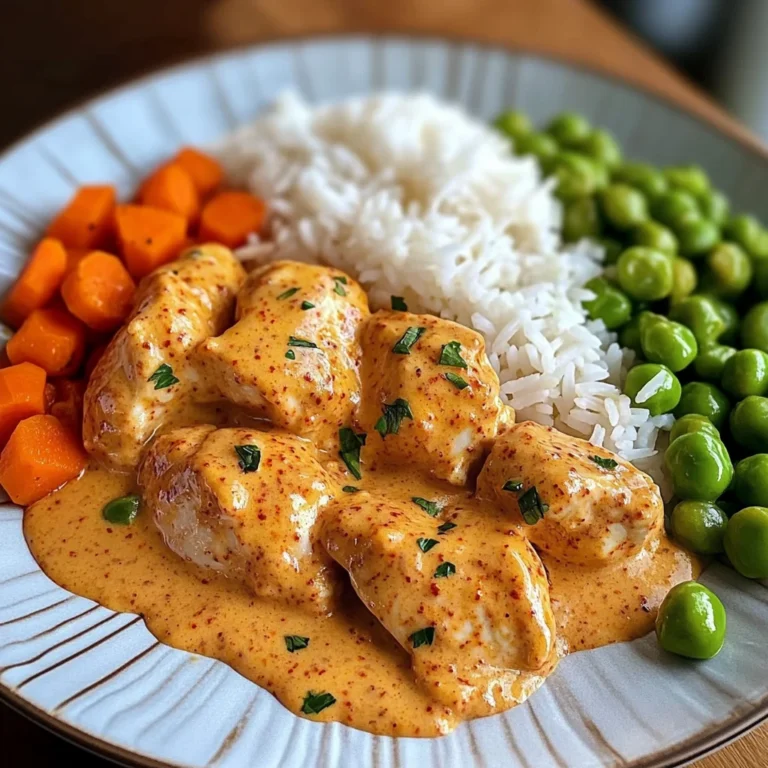 Creamy Paprika Chicken with Rice & Buttered Veggies