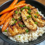 Garlic Butter Chicken Bowl with Roasted Carrots & Rice