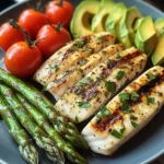 Herb-Grilled Fish with Asparagus, Avocado & Cherry Tomatoes