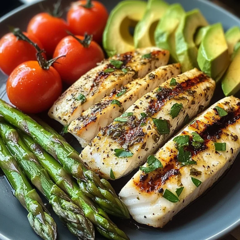 Herb-Grilled Fish with Asparagus, Avocado & Cherry Tomatoes