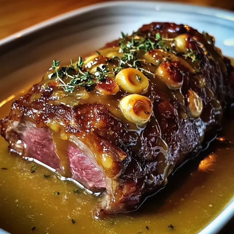 Slow-Roasted Lamb Shoulder with Garlic-Honey Mustard Glaze